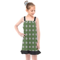 Logo Kekistan Pattern Elegant With Lines On Green Background Kids  Overall Dress by snek