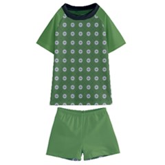 Logo Kekistan Pattern Elegant With Lines On Green Background Kids  Swim Tee And Shorts Set by snek