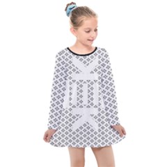 Logo Kek Pattern Black And White Kekistan Kids  Long Sleeve Dress by snek