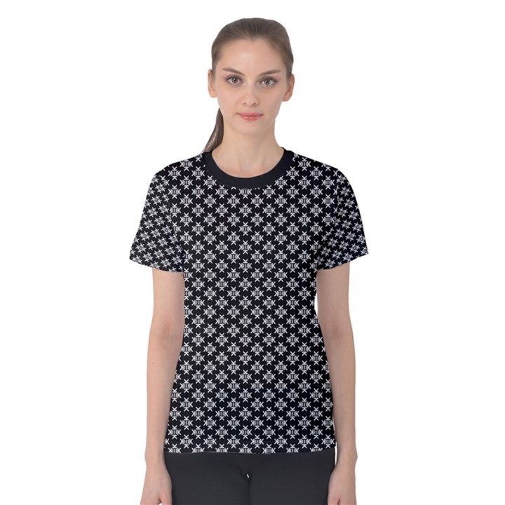 Logo Kek Pattern Black and White Kekistan black background Women s Cotton Tee