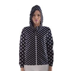 Logo Kek Pattern Black And White Kekistan Black Background Hooded Windbreaker (women) by snek