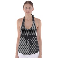 Logo Kek Pattern Black And White Kekistan Black Background Babydoll Tankini Top by snek