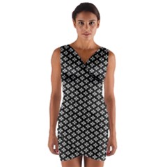 Logo Kek Pattern Black And White Kekistan Black Background Wrap Front Bodycon Dress by snek