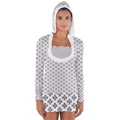 Logo Kek Pattern Black and White Kekistan white background Long Sleeve Hooded T-shirt