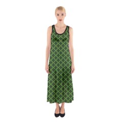 Logo Kek Pattern Black And Kekistan Green Background Sleeveless Maxi Dress by snek