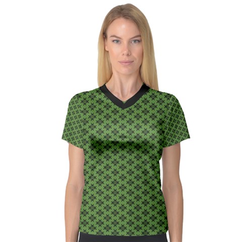 Logo Kek Pattern Black And Kekistan Green Background V-neck Sport Mesh Tee by snek