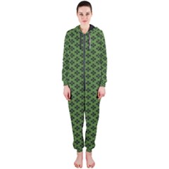 Logo Kek Pattern Black And Kekistan Green Background Hooded Jumpsuit (ladies) by snek