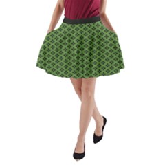 Logo Kek Pattern Black And Kekistan Green Background A-line Pocket Skirt by snek