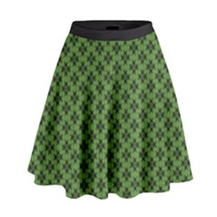 Logo Kek Pattern Black And Kekistan Green Background High Waist Skirt by snek