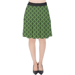 Logo Kek Pattern Black And Kekistan Green Background Velvet High Waist Skirt by snek