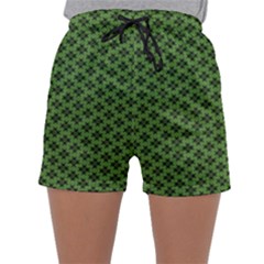 Logo Kek Pattern Black And Kekistan Green Background Women s Satin Sleepwear Shorts by snek