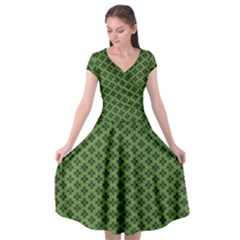 Logo Kek Pattern Black And Kekistan Green Background Cap Sleeve Wrap Front Dress by snek