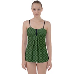 Logo Kek Pattern Black And Kekistan Green Background Babydoll Tankini Set by snek