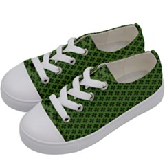 Logo Kek Pattern Black And Kekistan Green Background Kids  Low Top Canvas Sneakers by snek