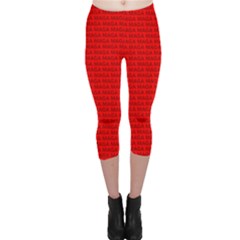 Maga Make America Great Again Usa Pattern Red Capri Leggings  by snek