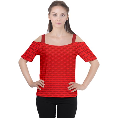 Maga Make America Great Again Usa Pattern Red Cutout Shoulder Tee by snek