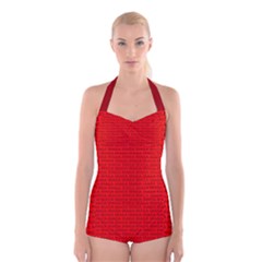 Maga Make America Great Again Usa Pattern Red Boyleg Halter Swimsuit  by snek