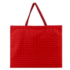 MAGA Make America Great AGAIN USA Pattern Red Zipper Large Tote Bag