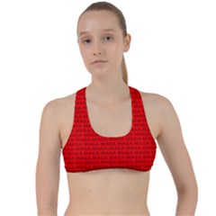 Maga Make America Great Again Usa Pattern Red Criss Cross Racerback Sports Bra by snek