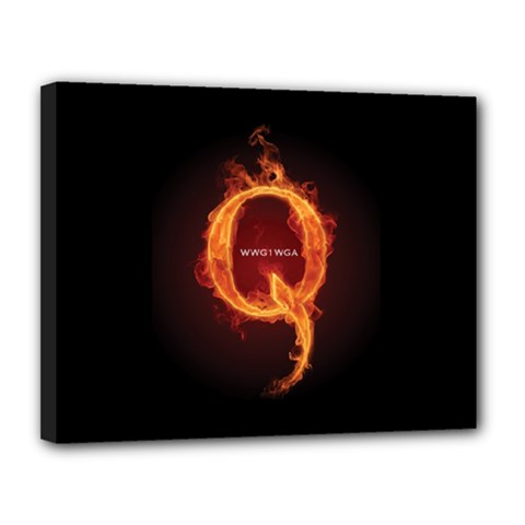 Qanon Letter Q Fire Effect Wwgowga Wwg1wga Canvas 14  X 11  (stretched) by snek