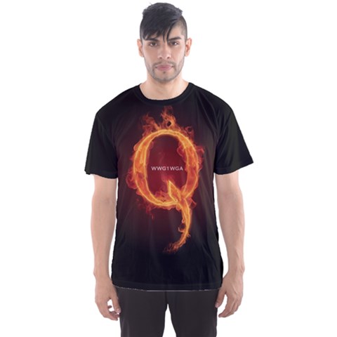 Qanon Letter Q Fire Effect Wwgowga Wwg1wga Men s Sports Mesh Tee by snek