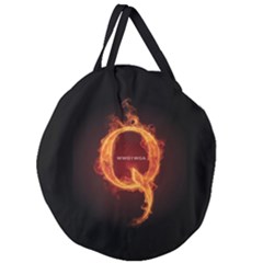 Qanon Letter Q Fire Effect Wwgowga Wwg1wga Giant Round Zipper Tote by snek