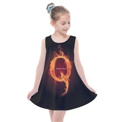 Qanon Letter Q Fire Effect Wwgowga Wwg1wga Kids  Summer Dress by snek