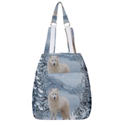 Wonderful Arctic Wolf In The Winter Landscape Center Zip Backpack by FantasyWorld7