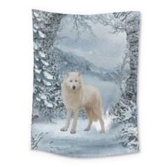 Wonderful Arctic Wolf In The Winter Landscape Medium Tapestry by FantasyWorld7