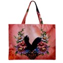 Wonderful Crow With Flowers On Red Vintage Dsign Zipper Mini Tote Bag View1