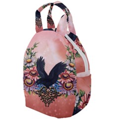 Wonderful Crow With Flowers On Red Vintage Dsign Travel Backpacks by FantasyWorld7