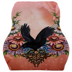 Wonderful Crow With Flowers On Red Vintage Dsign Car Seat Velour Cushion  by FantasyWorld7