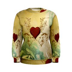 Wonderful Decorative Heart On Soft Vintage Background Women s Sweatshirt by FantasyWorld7