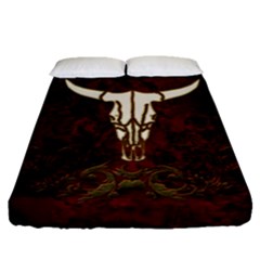 Awesome Cow Skeleton Fitted Sheet (queen Size) by FantasyWorld7