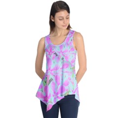 Hot Pink And White Peppermint Twist Flower Petals Sleeveless Tunic