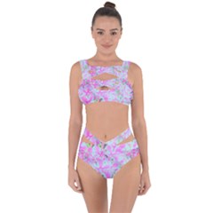 Hot Pink And White Peppermint Twist Flower Petals Bandaged Up Bikini Set 