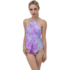 Hot Pink And White Peppermint Twist Flower Petals Go With The Flow One Piece Swimsuit