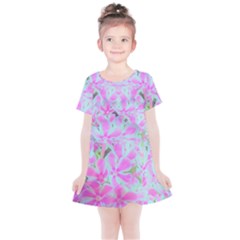 Hot Pink And White Peppermint Twist Flower Petals Kids  Simple Cotton Dress