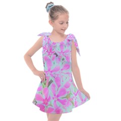 Hot Pink And White Peppermint Twist Flower Petals Kids  Tie Up Tunic Dress