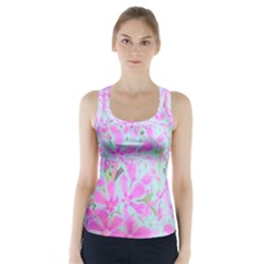 Hot Pink And White Peppermint Twist Flower Petals Racer Back Sports Top