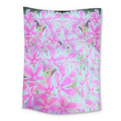Hot Pink And White Peppermint Twist Flower Petals Medium Tapestry by myrubiogarden