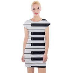 Keybord Piano Cap Sleeve Bodycon Dress