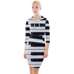 Keybord Piano Quarter Sleeve Hood Bodycon Dress