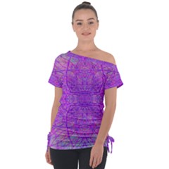 Hot Pink And Purple Abstract Branch Pattern Tie-up Tee