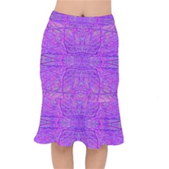 Hot Pink And Purple Abstract Branch Pattern Mermaid Skirt by myrubiogarden