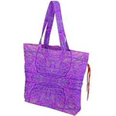 Hot Pink And Purple Abstract Branch Pattern Drawstring Tote Bag by myrubiogarden