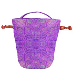 Hot Pink And Purple Abstract Branch Pattern Drawstring Bucket Bag by myrubiogarden