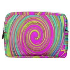 Groovy Abstract Pink, Turquoise And Yellow Swirl Make Up Pouch (medium) by myrubiogarden
