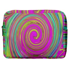 Groovy Abstract Pink, Turquoise And Yellow Swirl Make Up Pouch (large) by myrubiogarden