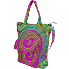Groovy Abstract Pink, Turquoise And Yellow Swirl Shoulder Tote Bag by myrubiogarden